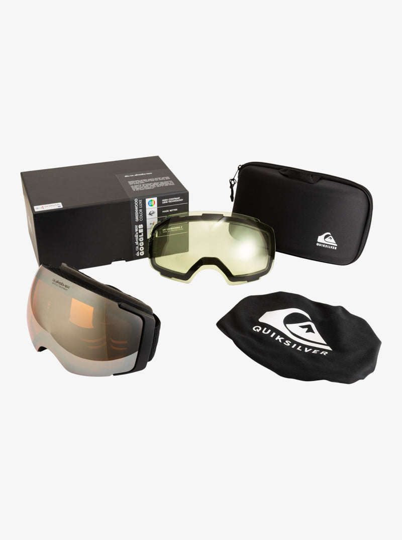 Load image into Gallery viewer, Quiksilver Men&#39;s Greenwood Snowboard/Ski Googles Black/Clux ML Silver EQYTG03157_KVM0
