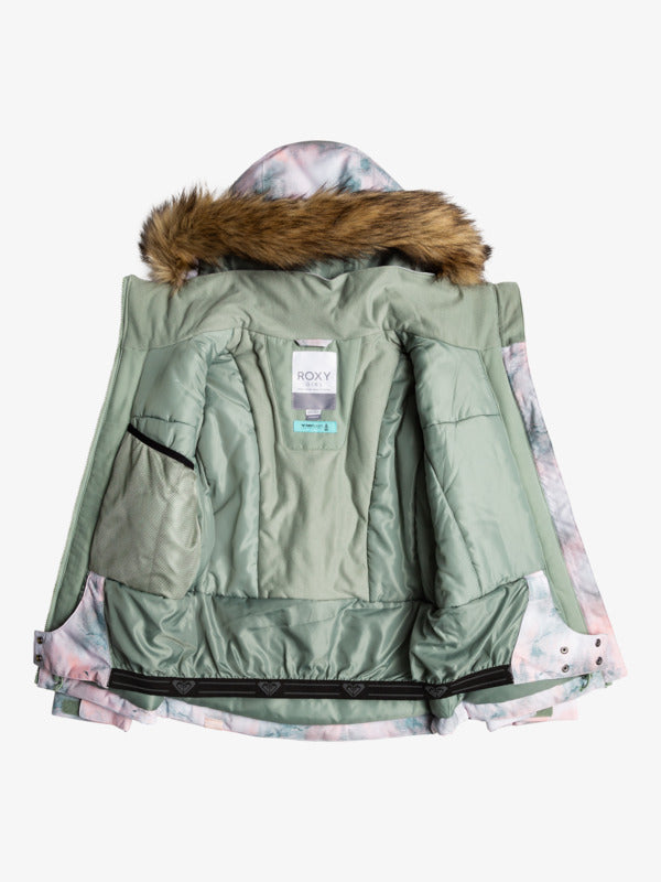 Load image into Gallery viewer, Roxy Kids&#39; Pie Snow Jacket (8-16) Sea Pine Mystery Fog ERGTJ03180_BPF4
