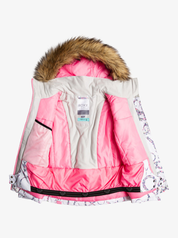 Load image into Gallery viewer, Roxy Kids&#39; Pie Snow Jacket (8-16) Bright White Lluvia Rg ERGTJ03180_WBB2
