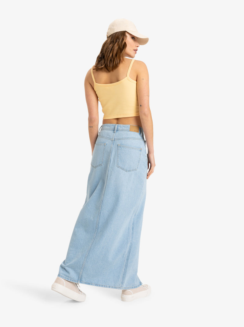 Load image into Gallery viewer, Roxy Women&#39;s Sun Winds Long Denim Skirt Light Blue ERJDK03035-BFG0
