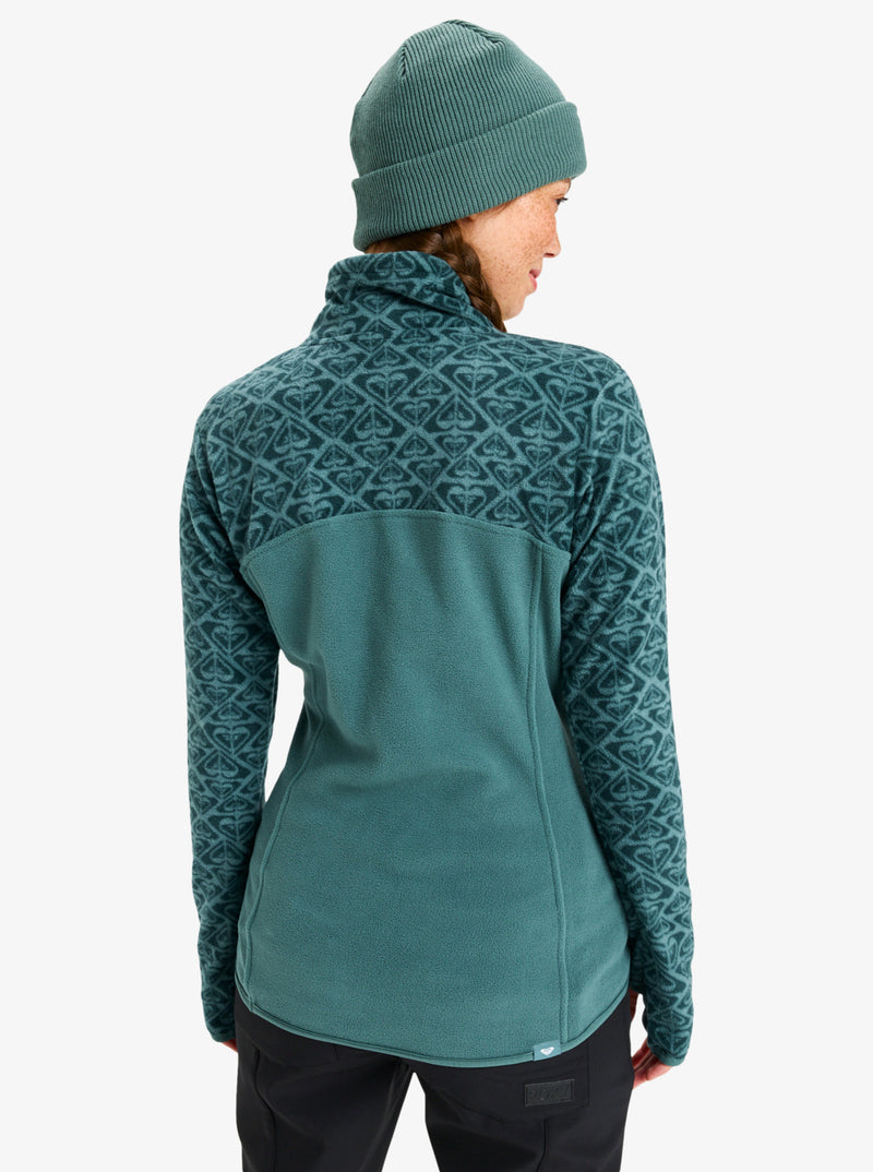 Load image into Gallery viewer, Roxy Women&#39;s Sayna Half Zip Polar Fleece Sea Pine Roxygram Tonal ERJFT04831_BPF5
