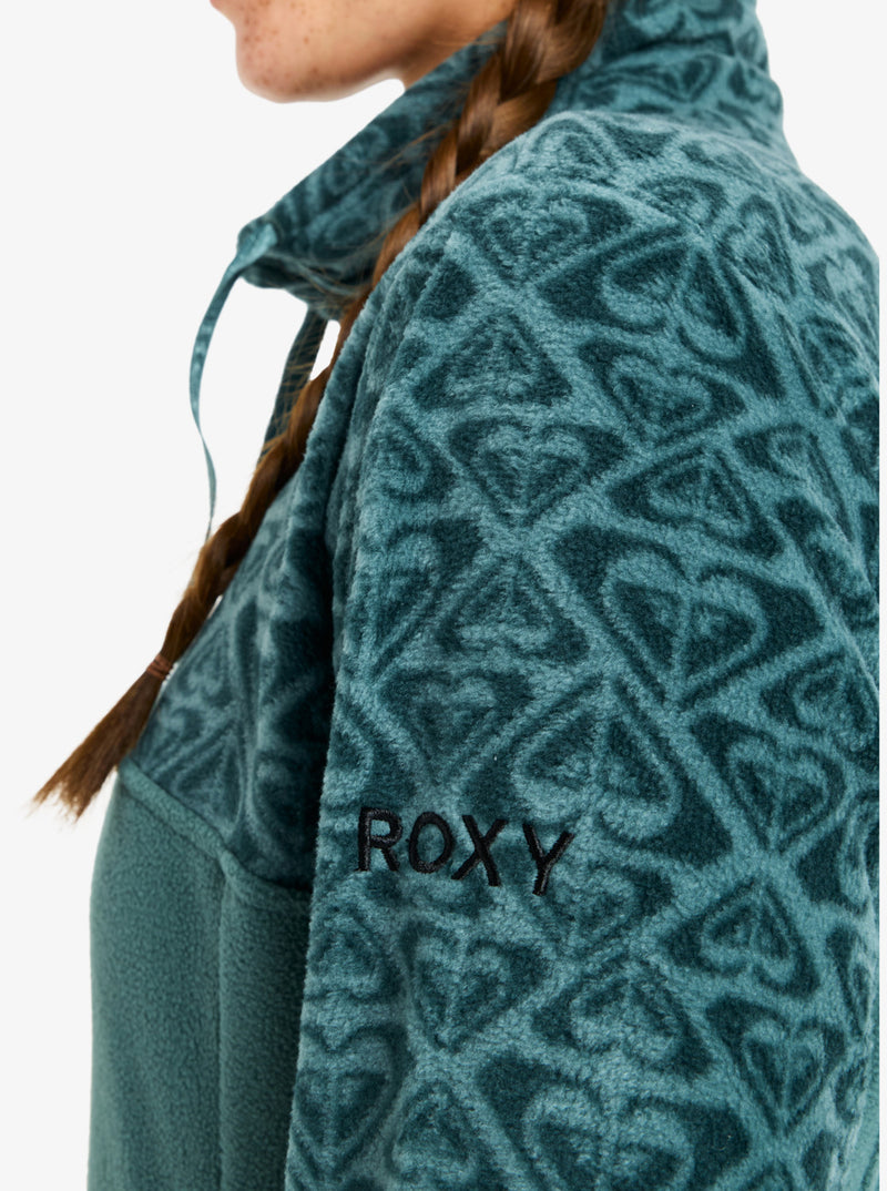 Load image into Gallery viewer, Roxy Women&#39;s Sayna Half Zip Polar Fleece Sea Pine Roxygram Tonal ERJFT04831_BPF5
