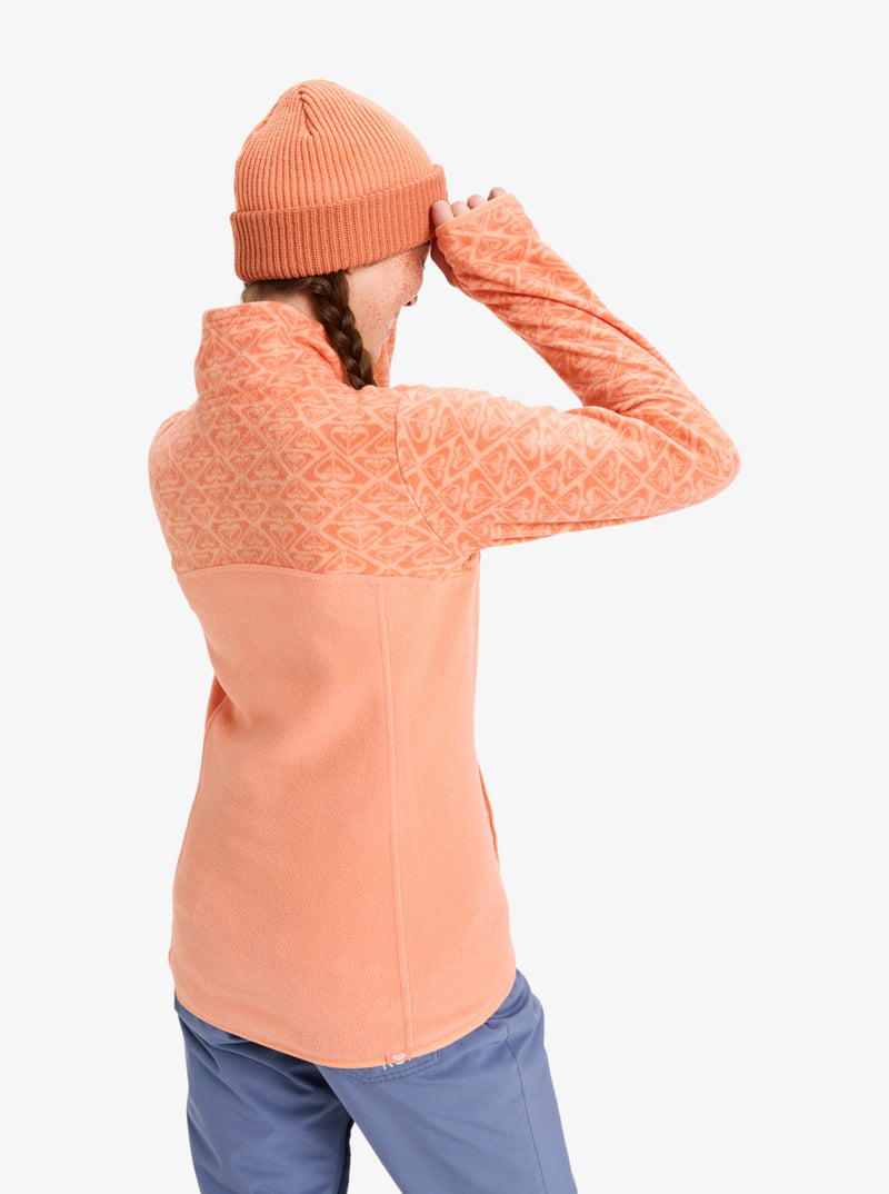 Load image into Gallery viewer, Roxy Women&#39;s Sayna Half Zip Polar Fleece Peach Pink Roxygram Tonal ERJFT04831_MGK4
