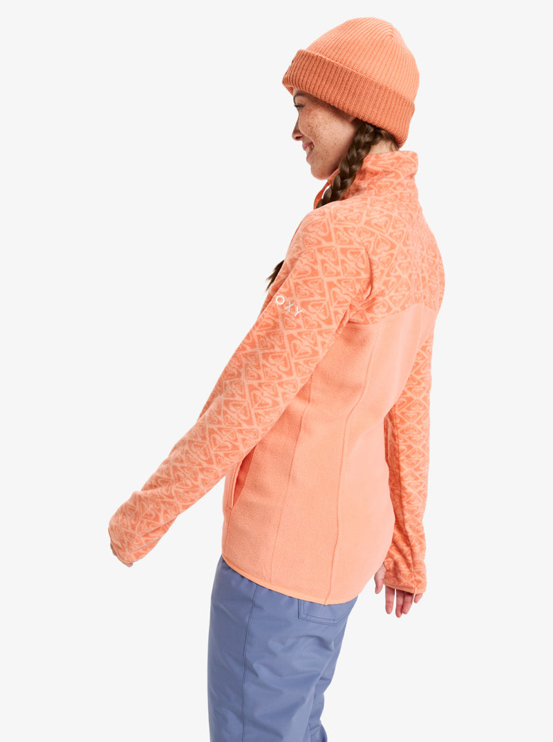 Load image into Gallery viewer, Roxy Women&#39;s Sayna Half Zip Polar Fleece Peach Pink Roxygram Tonal ERJFT04831_MGK4
