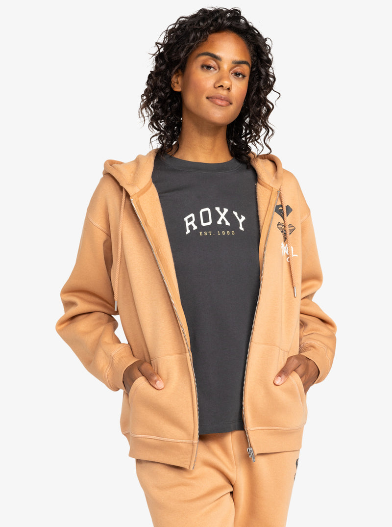 Load image into Gallery viewer, Roxy Women&#39;s Surf Stoked Zip Up Hoodie Camel ERJFT04853_CLB0
