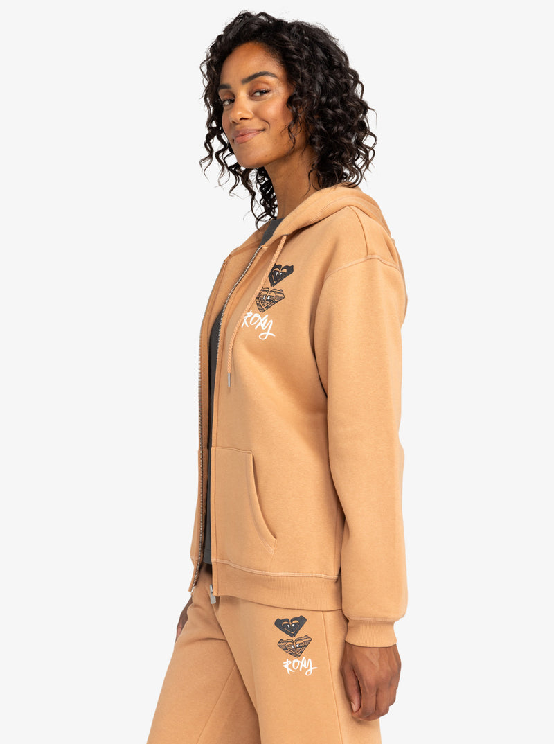 Load image into Gallery viewer, Roxy Women&#39;s Surf Stoked Zip Up Hoodie Camel ERJFT04853_CLB0
