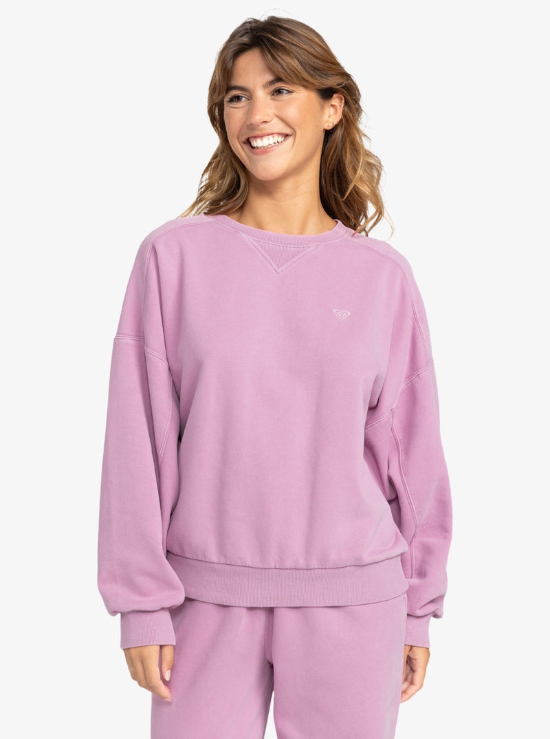 Load image into Gallery viewer, Roxy Women&#39;s Oasis Haze Pullover Sweatshirt Mauve Orchid ERJFT04871-PJP0
