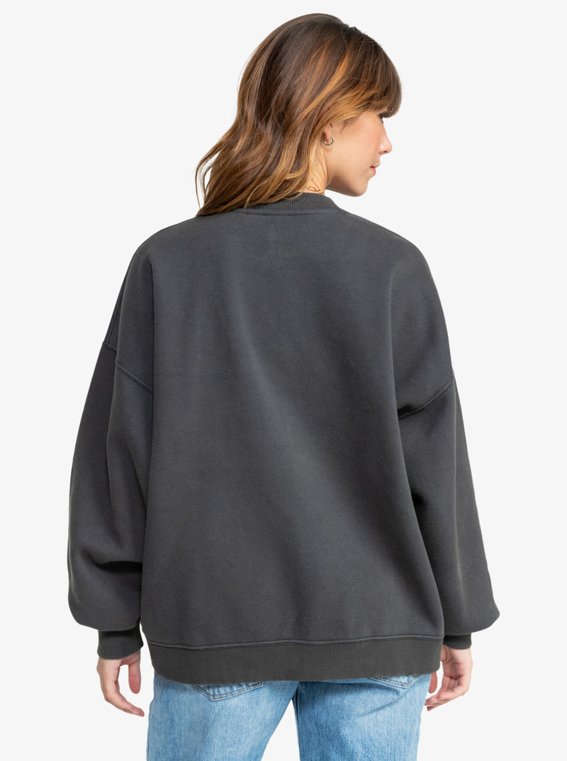 Load image into Gallery viewer, Roxy Women&#39;s Lineup Oversized Crew Neck Sweatshirt Phantom ERJFT04916_KTA0
