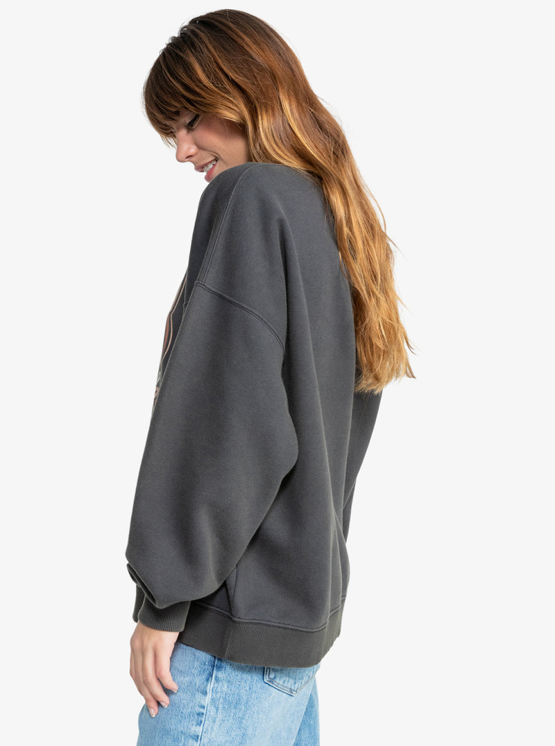 Load image into Gallery viewer, Roxy Women&#39;s Lineup Oversized Crew Neck Sweatshirt Phantom ERJFT04916_KTA0
