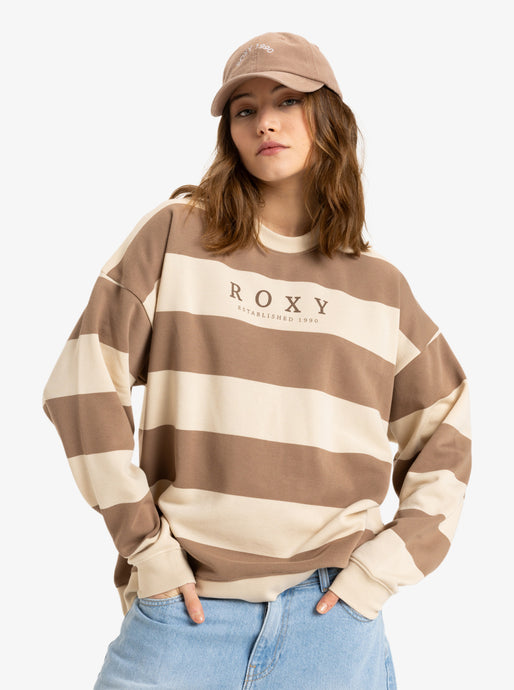 Roxy Women's Strickly Stripes Crew Neck Sweatshirt Parchement Strictly Stipe ERJFT04954-TEC3