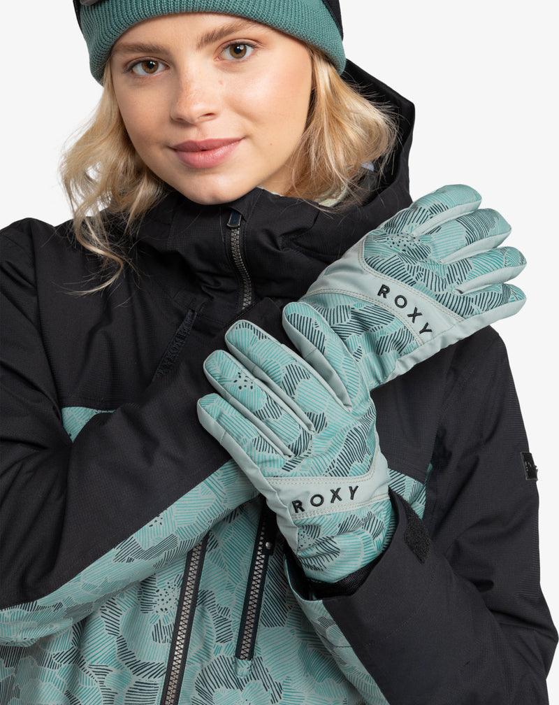 Load image into Gallery viewer, Roxy Women&#39;s Jetty Insulated Gloves Lily Pad Sketch Book ERJHN03251_GJN2
