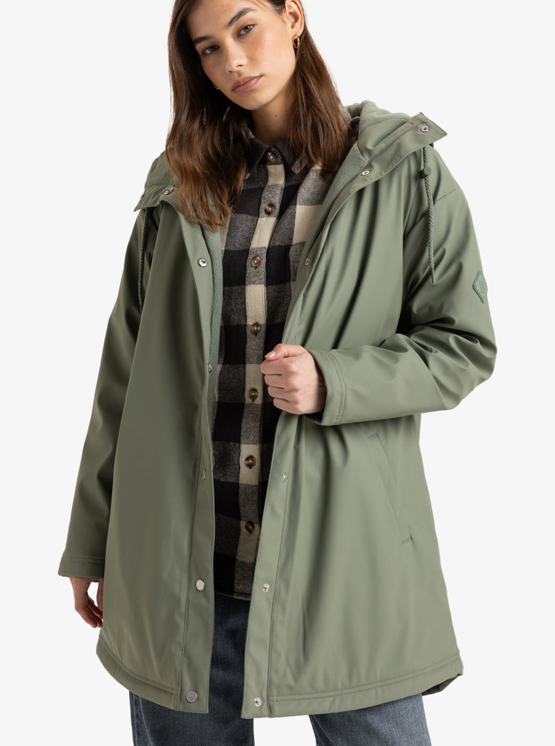 Load image into Gallery viewer, Roxy Women&#39;s Rain Road Rain Jacket Agave Green ERJJK03608_GZC0
