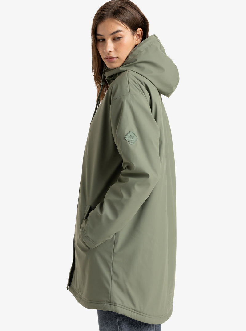 Load image into Gallery viewer, Roxy Women&#39;s Rain Road Rain Jacket Agave Green ERJJK03608_GZC0
