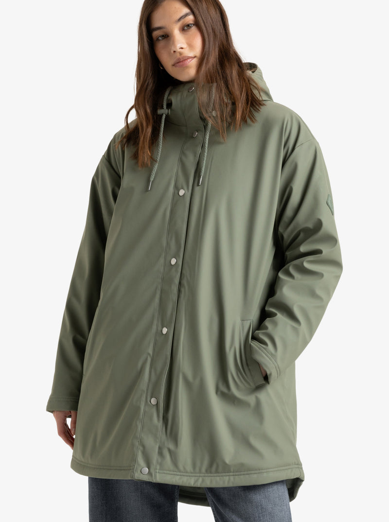 Load image into Gallery viewer, Roxy Women&#39;s Rain Road Rain Jacket Agave Green ERJJK03608_GZC0
