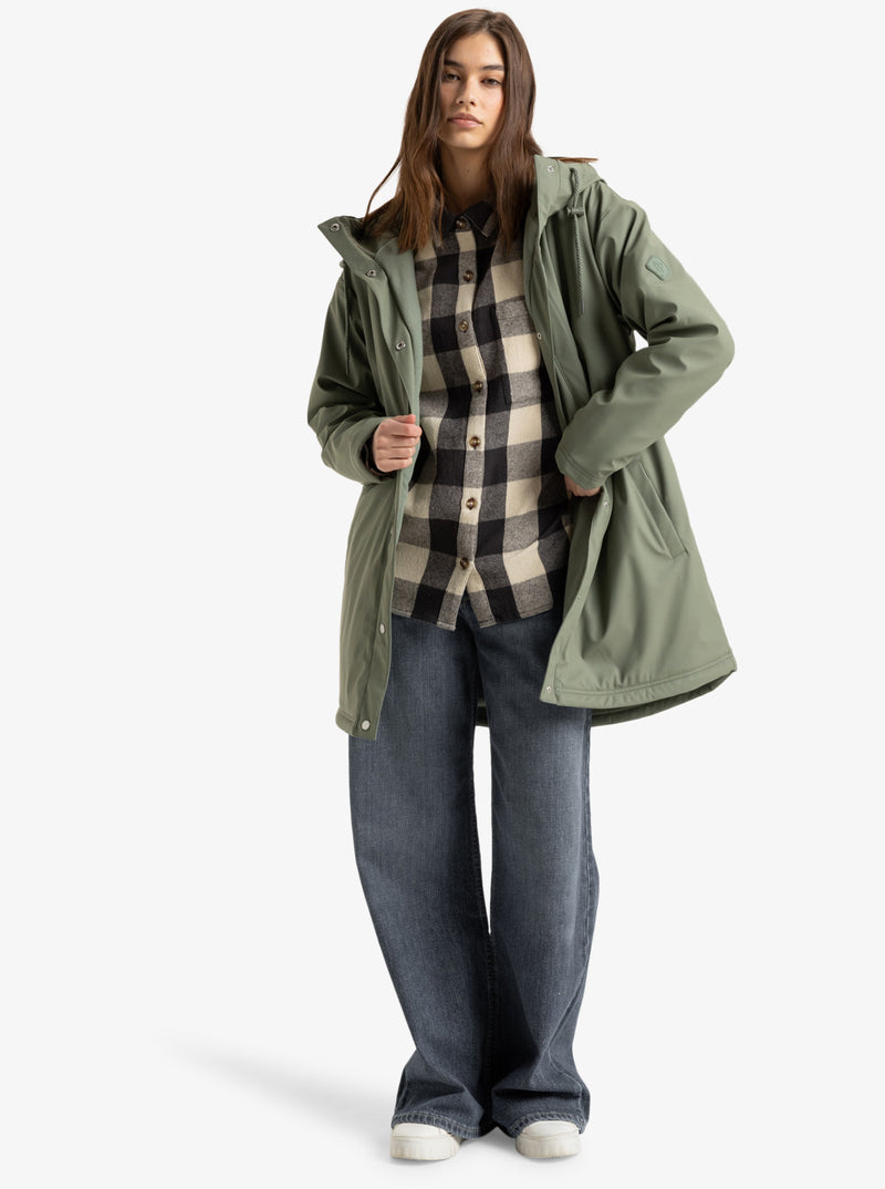 Load image into Gallery viewer, Roxy Women&#39;s Rain Road Rain Jacket Agave Green ERJJK03608_GZC0
