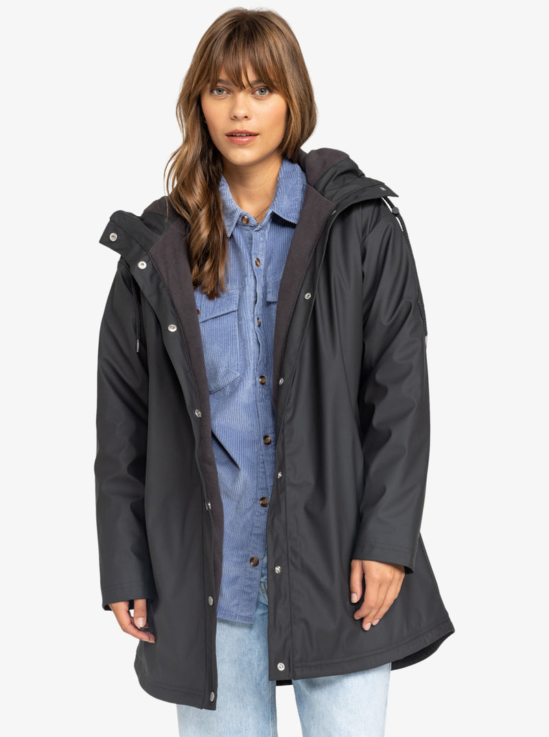 Load image into Gallery viewer, Roxy Women&#39;s Rain Road Rain Jacket Phantom ERJJK03608_KTA0
