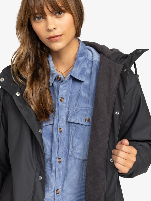 Load image into Gallery viewer, Roxy Women&#39;s Rain Road Rain Jacket Phantom ERJJK03608_KTA0
