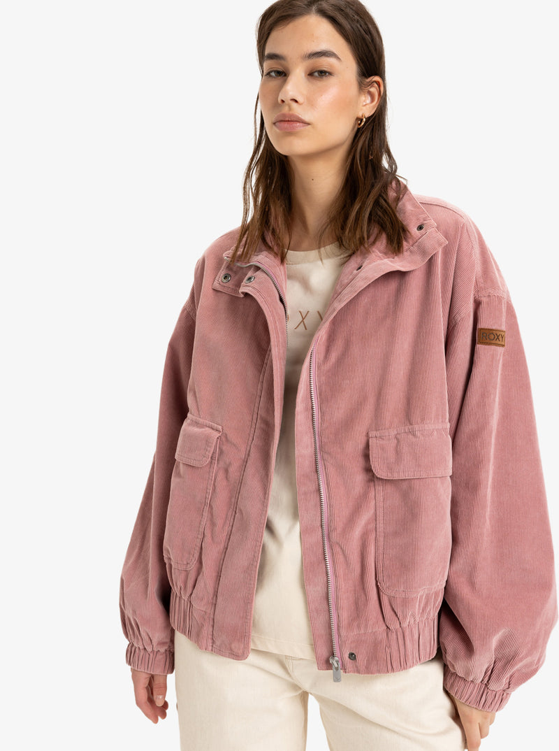 Load image into Gallery viewer, Roxy Women&#39;s Slow Song Oversized Corduroy Jacket Mauve Orchid ERJJK03614-PJP0
