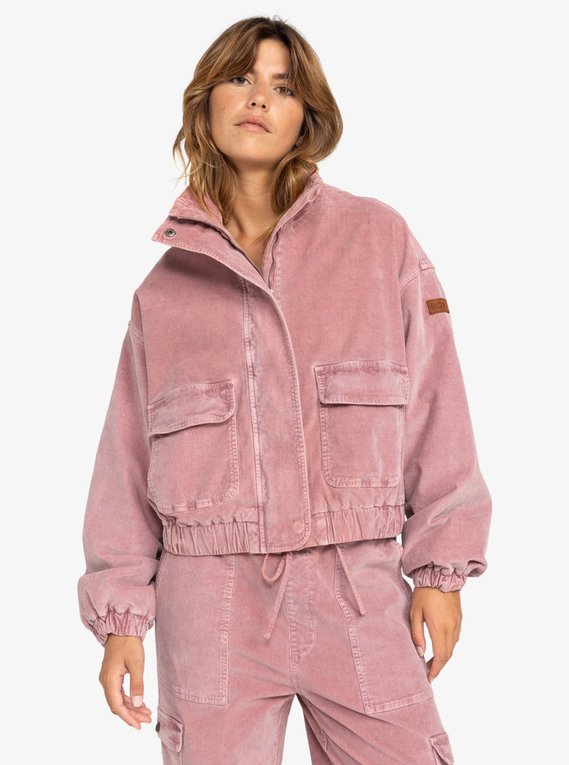 Load image into Gallery viewer, Roxy Women&#39;s Slow Song Oversized Corduroy Jacket Mauve Orchid ERJJK03614-PJP0
