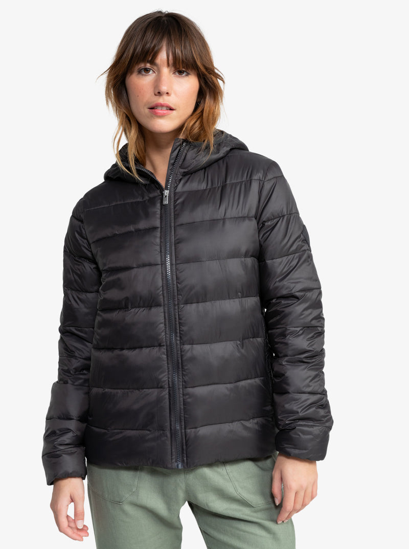 Load image into Gallery viewer, Roxy Women&#39;s Wind Bliss Hooded Padded Jacket Phantom ERJJK03618-KTA0
