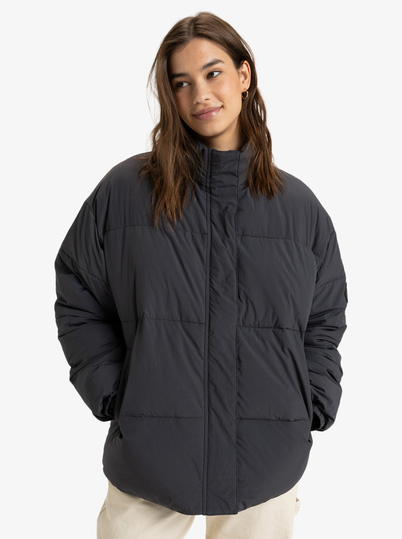 Load image into Gallery viewer, Roxy Women&#39;s Sweetest Road Puffer Jacket Phantom ERJJK03619-KTA0
