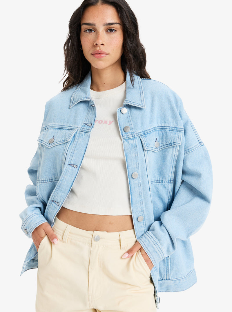 Load image into Gallery viewer, Roxy Women&#39;s The Ocean Is Calling Oversized Jacket Light Blue ERJJK03660-BGF0
