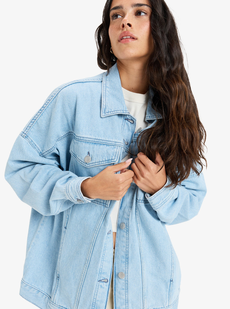 Load image into Gallery viewer, Roxy Women&#39;s The Ocean Is Calling Oversized Jacket Light Blue ERJJK03660-BGF0
