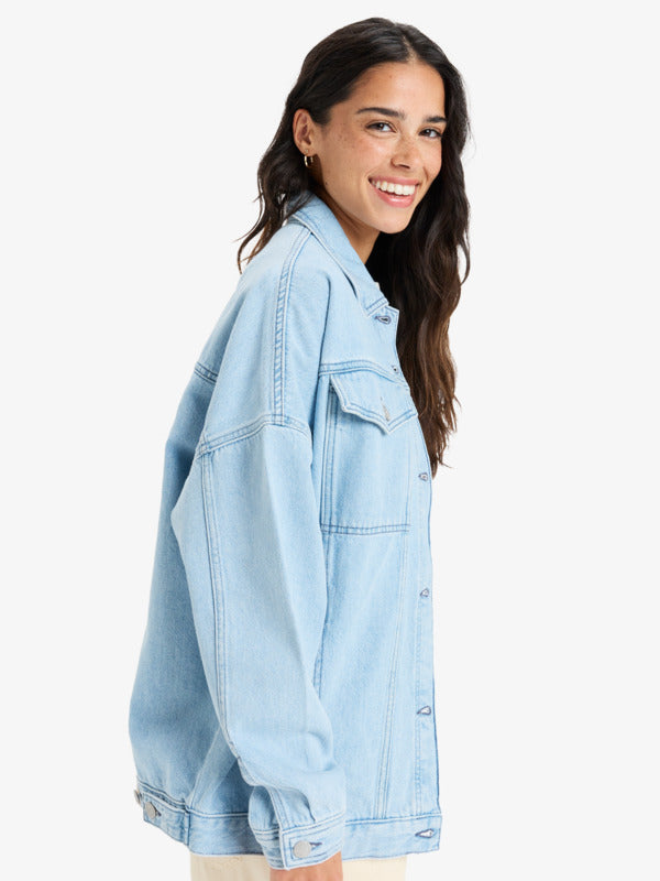 Load image into Gallery viewer, Roxy Women&#39;s The Ocean Is Calling Oversized Jacket Light Blue ERJJK03660-BGF0
