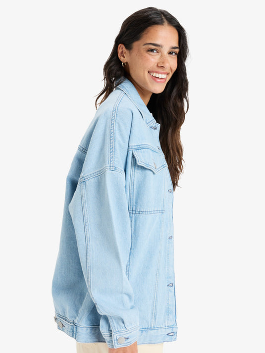 Roxy Women's The Ocean Is Calling Oversized Jacket Light Blue ERJJK03660-BGF0