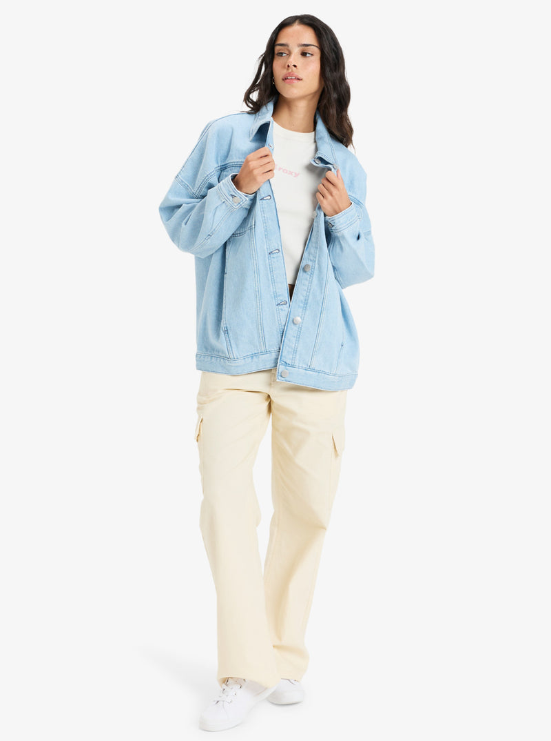 Load image into Gallery viewer, Roxy Women&#39;s The Ocean Is Calling Oversized Jacket Light Blue ERJJK03660-BGF0
