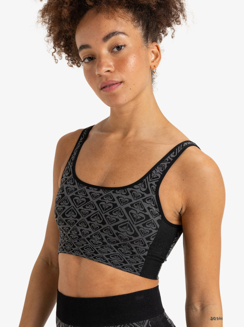 Load image into Gallery viewer, Roxy Women&#39;s Chill Out Seamless Low Support Sports Bra True Black ERJKT04107_KVJ0
