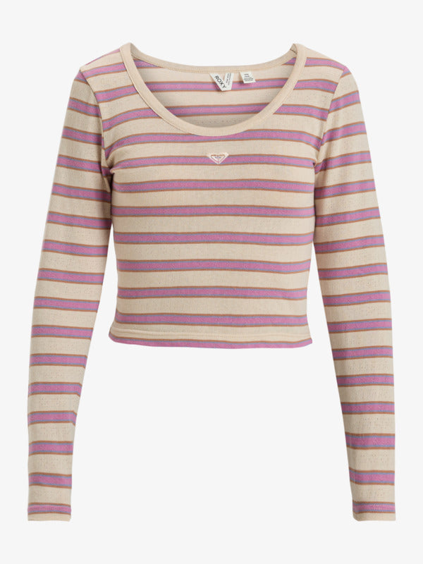 Load image into Gallery viewer, Roxy Women&#39;s Moon Bay Long Sleeve Top Parchment Sunset Stripe ERJKT04208_TEC2
