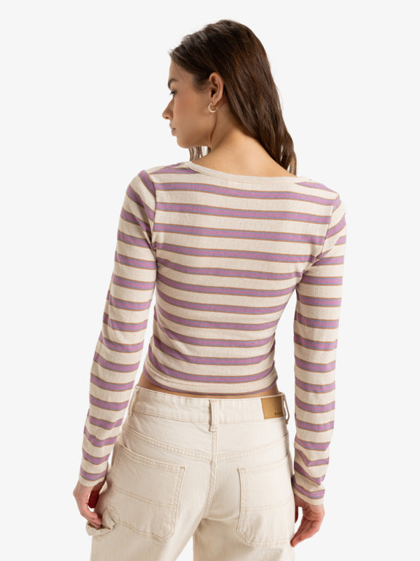 Load image into Gallery viewer, Roxy Women&#39;s Moon Bay Long Sleeve Top Parchment Sunset Stripe ERJKT04208_TEC2
