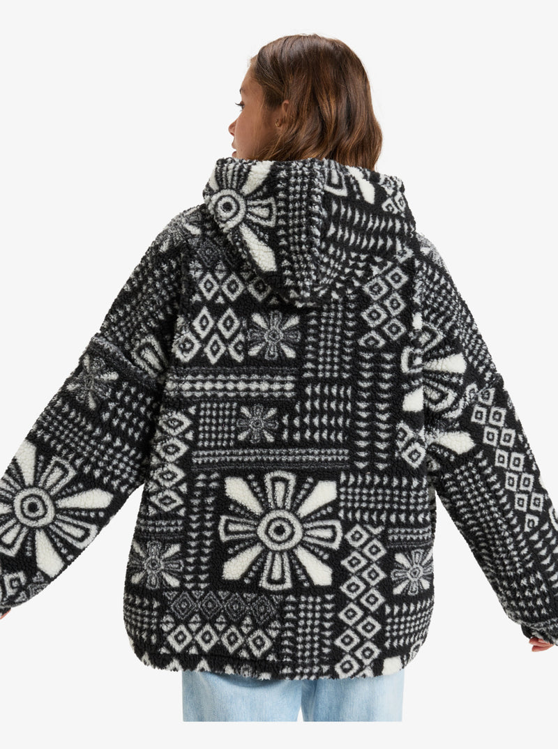 Load image into Gallery viewer, Roxy Women&#39;s Obsessed With You Zipped Hoodie Fleece Phantom Mo Rockin Vibes Polar ERJPF03180_KTA7
