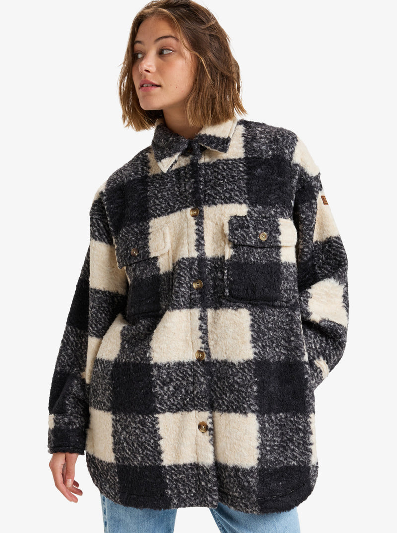 Load image into Gallery viewer, Roxy Women&#39;s Over And Above Polar Fleece Shirt Jacket Be Bold Plaid ERJPF03189_KTA6
