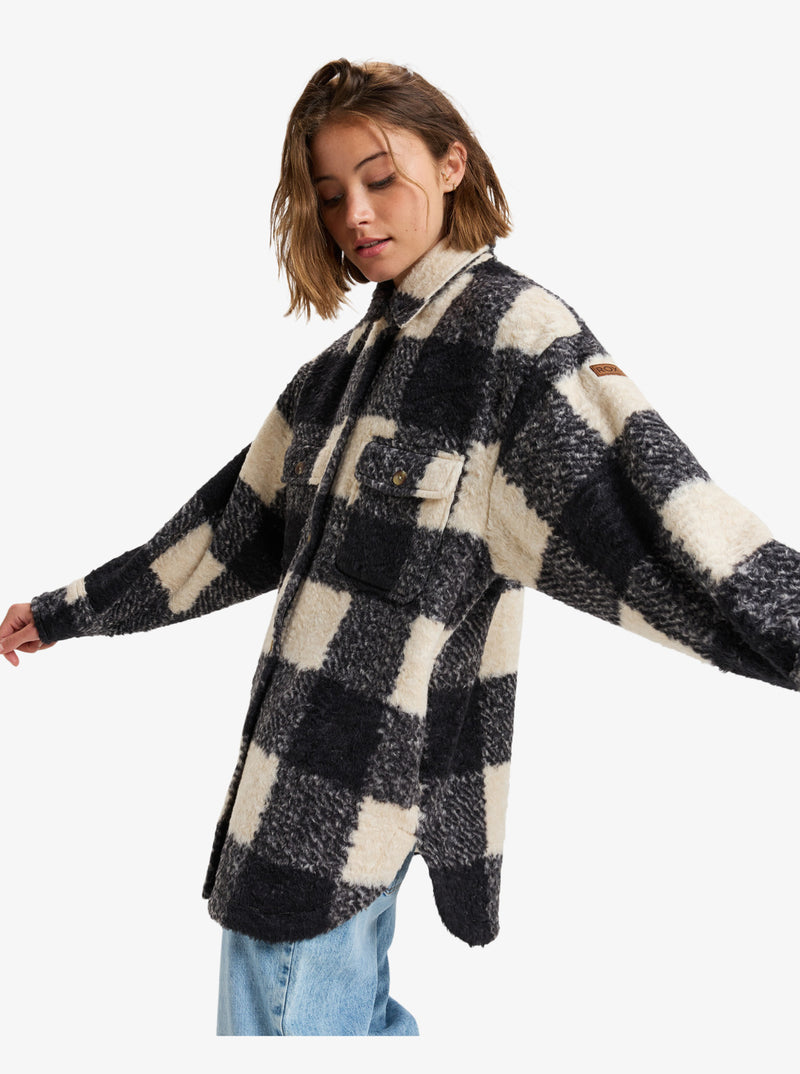 Load image into Gallery viewer, Roxy Women&#39;s Over And Above Polar Fleece Shirt Jacket Be Bold Plaid ERJPF03189_KTA6
