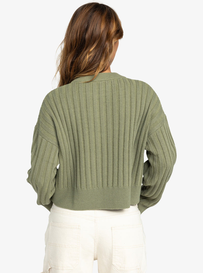 Load image into Gallery viewer, Roxy Women&#39;s Exploring Diary - Crew Neck Sweater Oil Green ERJSW03615_GLD0
