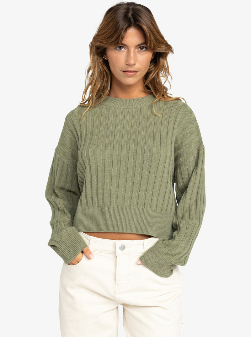 Load image into Gallery viewer, Roxy Women&#39;s Exploring Diary - Crew Neck Sweater Oil Green ERJSW03615_GLD0
