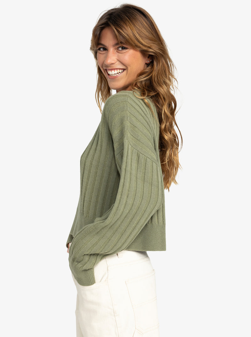 Load image into Gallery viewer, Roxy Women&#39;s Exploring Diary - Crew Neck Sweater Oil Green ERJSW03615_GLD0
