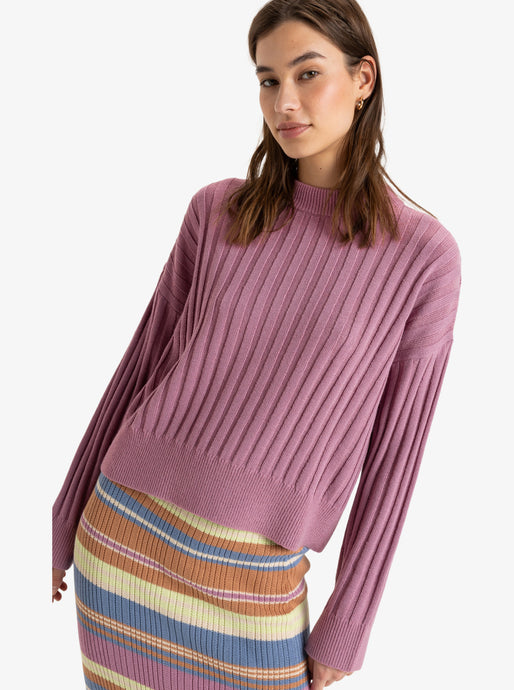 Roxy Women's Exploring Diary - Crew Neck Sweater Mauve Orchid ERJSW03615_PJP0