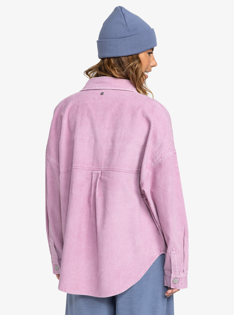 Load image into Gallery viewer, Roxy Women&#39;s Kick Back Washed Cord Shirt Mauve Orchid ERJWT03642_PJP0
