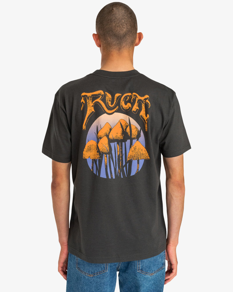 Load image into Gallery viewer, RVCA Men&#39;s Unearthed Relaxed Fit T-Shirt Pirate Black EVYZT00187-PTK
