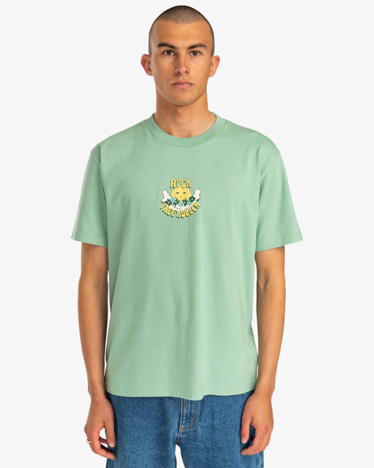 RVCA Men's Tree Hugger Relaxed Fit T-Shirt Green Haze EVYZT00194-GHZ