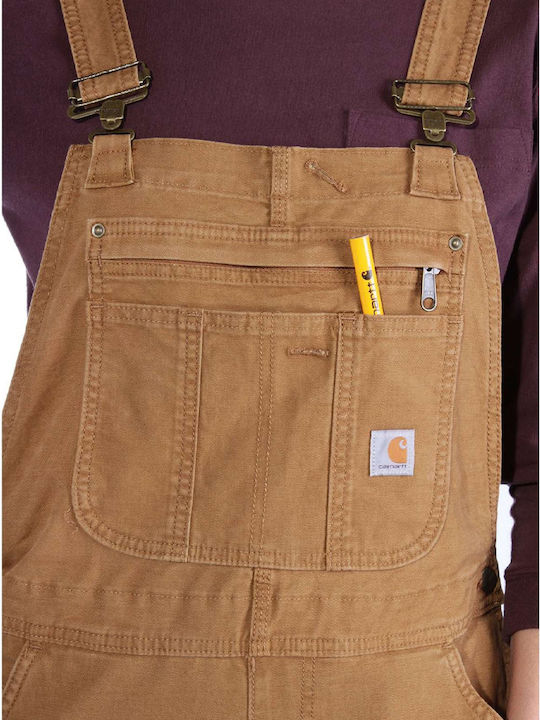 Load image into Gallery viewer, Carhartt Women&#39;s Rugged Flex Canvas Bib Overall Brown 102438-211
