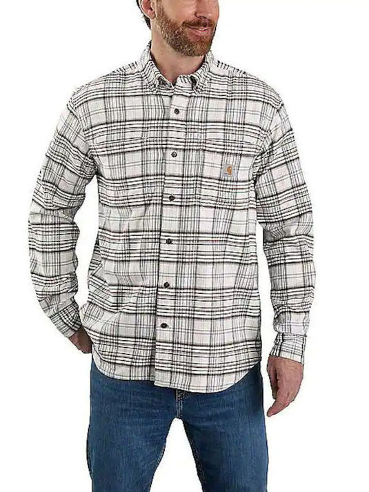 Carhartt Men's Rugged Flex Relaxed Fit Flannel Plaid Shirt Malt 105432-W03