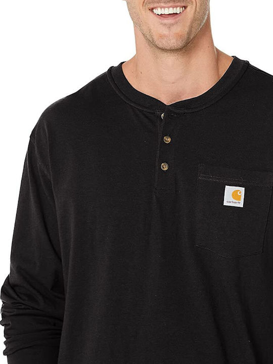 Load image into Gallery viewer, Carhartt Men&#39;s Loose Fit Heavyweight Long-Sleeve Pocket Henley T-shirt Black K128-BLK
