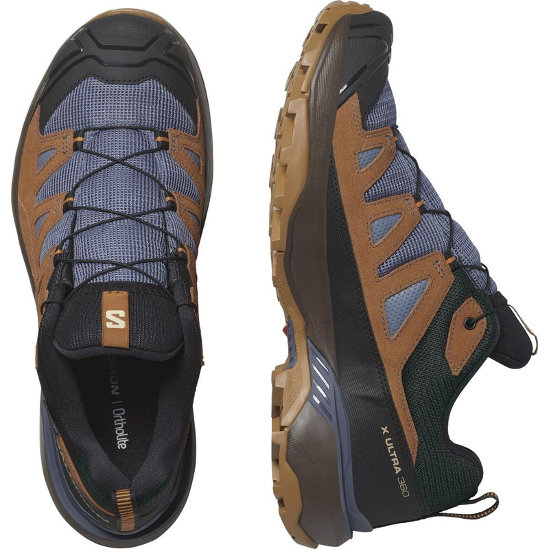 Load image into Gallery viewer, Salomon Men&#39;s X Ultra 360 Leather Gore-Tex Hiking Shoes Grisaille/Caramel Cafe/Marmalade L47684900
