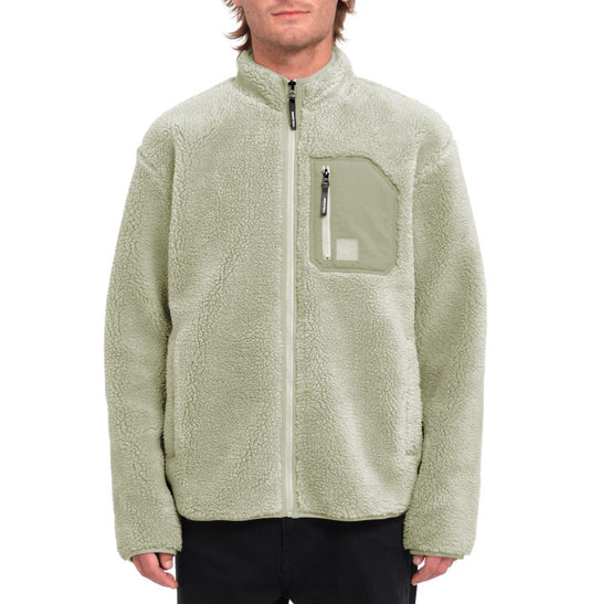 Volcom Men's Muzzer Fuzzar Zip Sherpa Fleece Green Tea A4832306_GRT