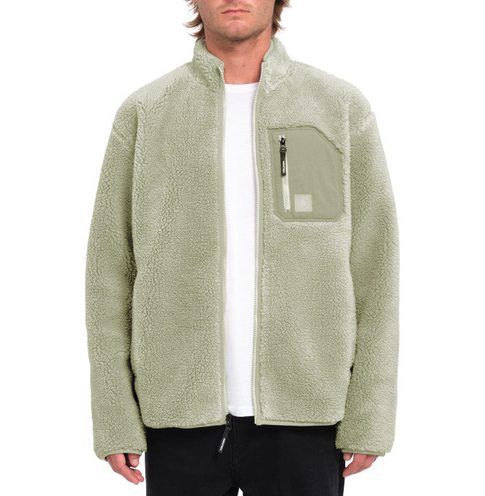 Load image into Gallery viewer, Volcom Men&#39;s Muzzer Fuzzar Zip Sherpa Fleece Green Tea A4832306_GRT
