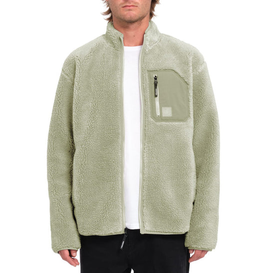 Volcom Men's Muzzer Fuzzar Zip Sherpa Fleece Green Tea A4832306_GRT